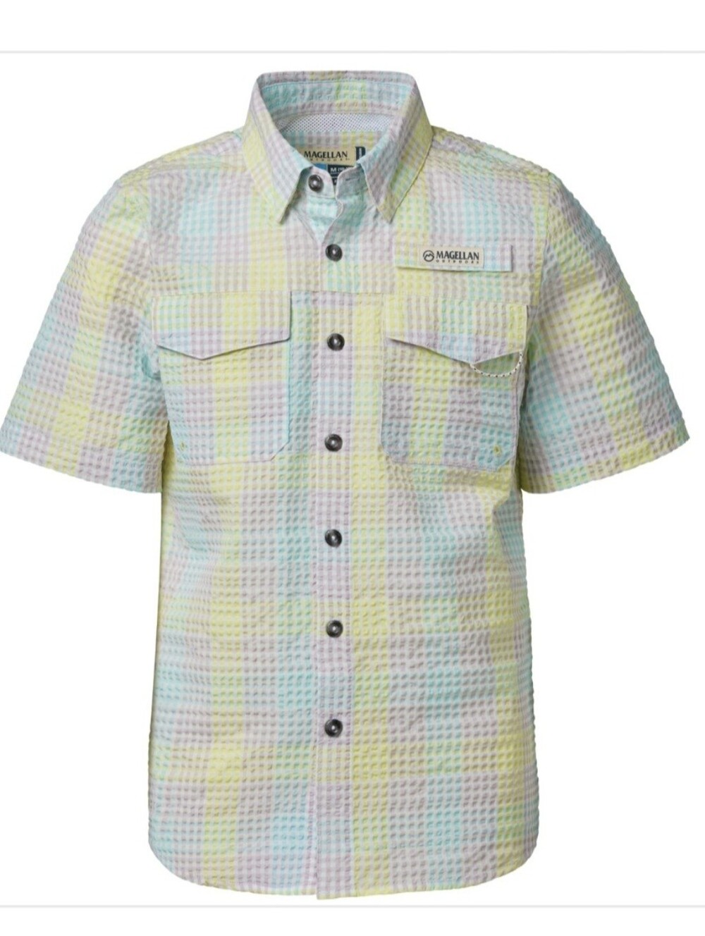 Magellan Outdoors Pastel Plaid Short-Sleeve Button-Down , BiG KID